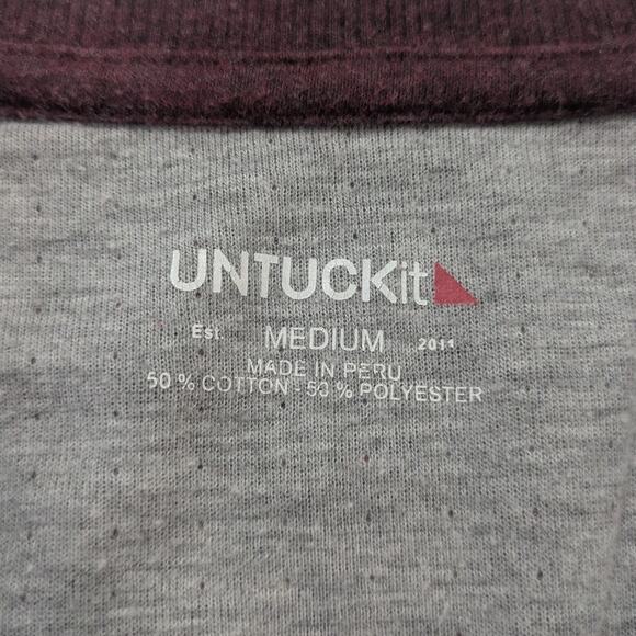 UNTUCKit Henley Sweatshirt Mens M Dark Red Maroon Pullover Minimalist Preppy - Picture 5 of 7